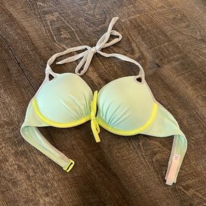 Mint Green Yellow & Grey Victoria Secrets Bikini Top